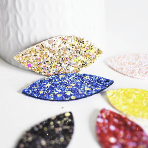 Pétale simili cuir paillettes 57.5mm, fourniture créative,cuir synthétique,fabrication coiffure, accessoire mariage, x10 ,g2735