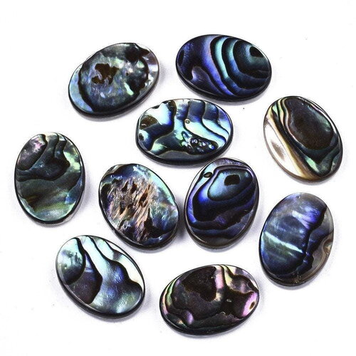 Cabochon ovale nacre ormeau 14mm, cabochon nacre noire, cabochon coquillage, nacre naturelle, x1 (g5905)