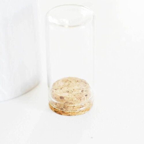 Cloche tube verre et bouchon en liège, bouteille verre,emballage mariage,cloche verre,tube verre, création bijoux,30x60mm-g207