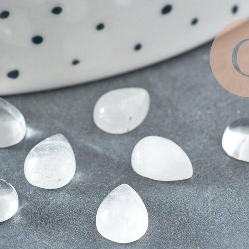 Cabochon goutte quartz,pierre naturelle, cabochon goutte,cabochon cristal de roche,cabochon pierre,quartz naturel, 8x6mm, x1 g2268