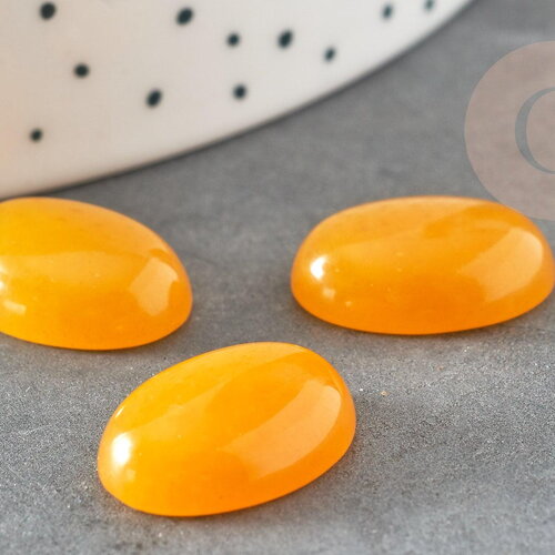 Cabochon ovale jade naturel jaune 18x13mm, x1 (g0379)