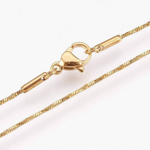 Chaine acier inoxydable doré 14k serpent 1mm-42.5cm, x1 (g1101)
