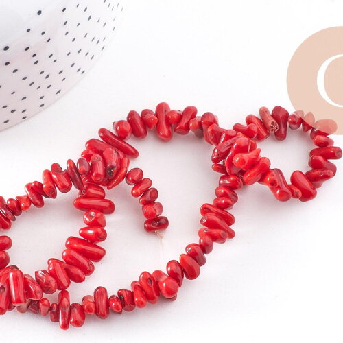 Perles en bambou de mer imitation corail rouge, perles corail, perle coquillage, corail naturel, le fil de 38cm,x1 (g0850)