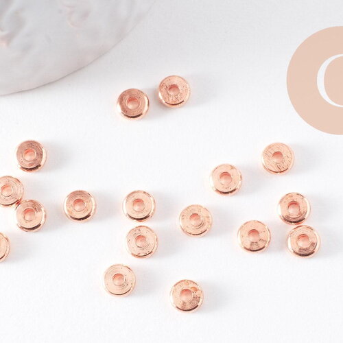 Rondelles laiton doré or rose, perle or rose,perles intercalaires,perle disque,6mm x 50(g4629)