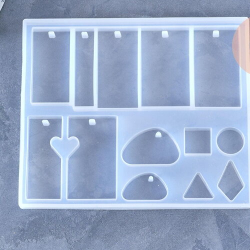 Moule pour fabrication pendentif rectangle résine, un moule en silicone pour réaliser des bijoux avec inclusion en résine, x1 (g4577)