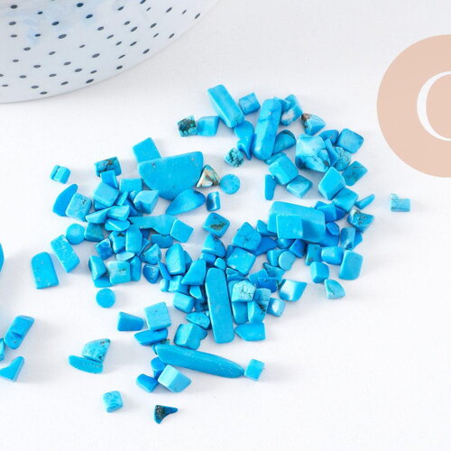 Sable chips pierre howlite turquoise 3~5mm, x20gr (g0259)