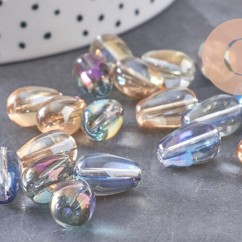Perles cristal goutte multicolore, cristal autrichien, perles goutte, perle création bijoux 8x13mm, x50 (g2733)