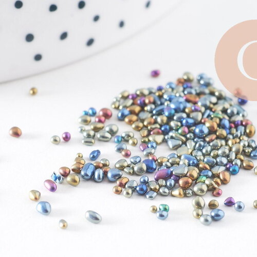 Sable verre multicolore irisé chips mineral 1-4mm, x10gr (g1936)