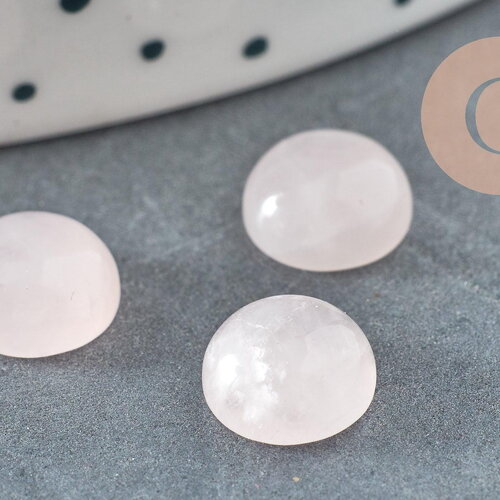 Cabochon rond quartz rose naturel 8mm, x1 (g8652)