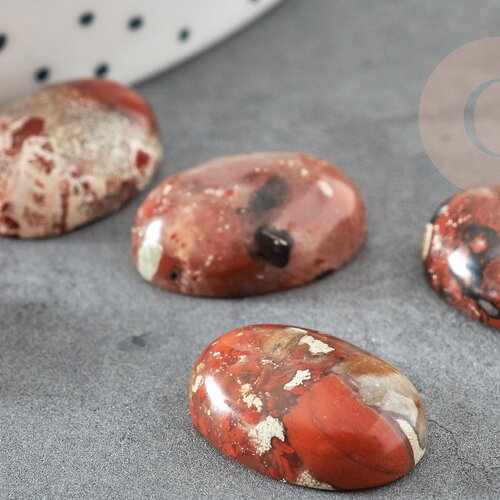 Cabochon ovale jaspe rayé bréchique,cabochon ovale,jaspe naturel,jaspe marron,cabochon 18x13mm, x1 g2238