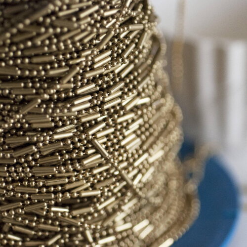 Chaine boule bambou laiton brut, chaine bijou, sans nickel, grossiste,1.5mm, x 5mètres (g0067)