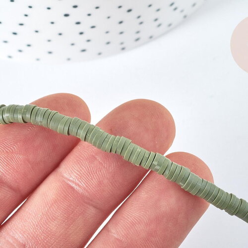 Perles polymère rondelle olive 4x1 mm heishi,fabrication bijoux, perles plastique, le fil de 44.9cm - g7189