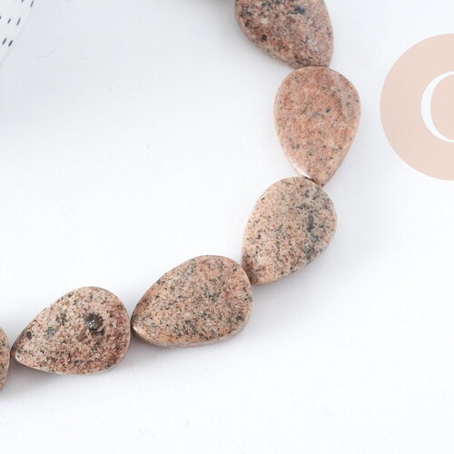 Perles goutte jaspe sésame rose naturel 20mm,création boucles et colliers pierre naturelle, x5 (g8273)