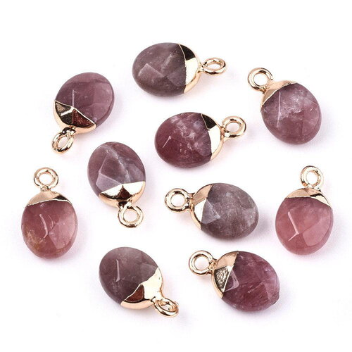 Pendentif goutte quartz fraise,pendentif bijoux,quartz fraisenaturel,pendentif pierre naturelle,14mm,x 2 g6315