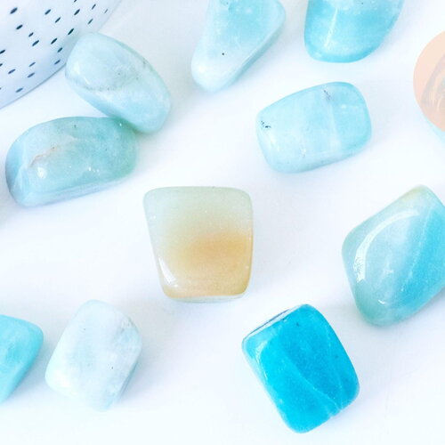 Pierre amazonite naturelle roulée 13-23mm, fourniture créatives, pierre naturelle, litotherapie, sodalite naturelle, les 20 grammes g5772