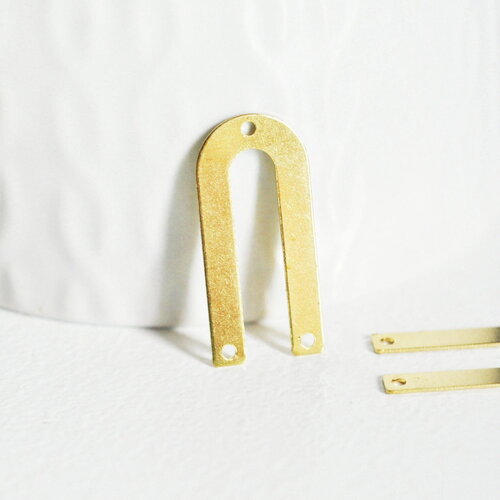 Connecteur u laiton brut, connecteurs, laiton brut, pendentif géométriques création bijoux, x 5, 19mm,g2561