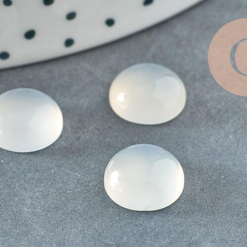 Cabochon agate naturelle blanche 10mm, cabochon pour création bijoux pierre, x1 g8688