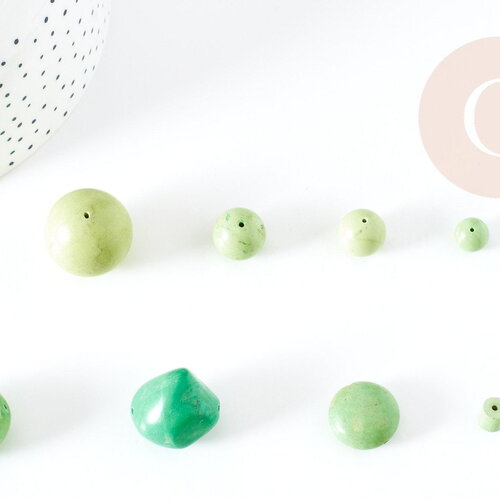 Perle howlite naturelle verte 15mm, création bijoux pierre g0603