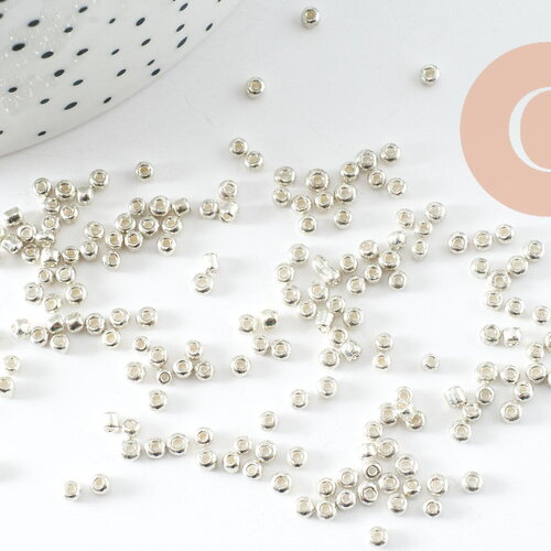 Petite perle de rocaille argent, fourniture créative, perles rocaille, perlage,2.5mm, x20gr (g2457)