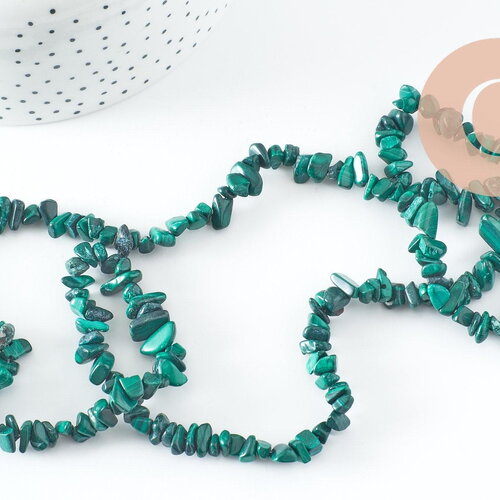 Perle nugget malachite naturelle pour création bijou pierre, perle pierre malachite naturelle,5-14mm,fil de 85cm, x1 (g3524)