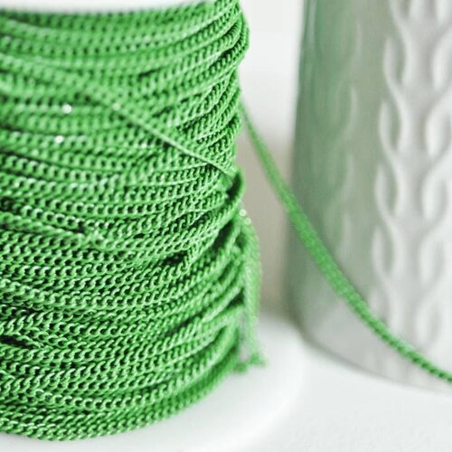 Chaine verte maille plate 1.5mm, x 5metres (g2674)