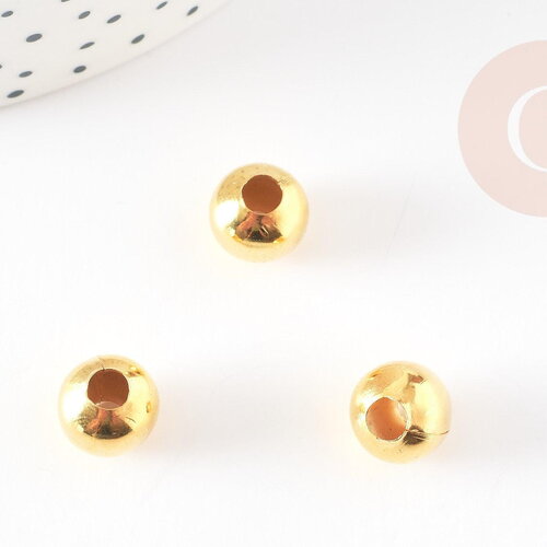 Perles rondes dorées intercalaires, perles dorées, apprêts dorés, diamètre 1cm, x10 g1165