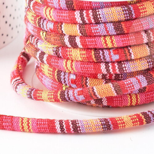 Cordon ethnique multicolore 7mm,cordon pour bijoux d'inspiration africaine, x1mètre g9115