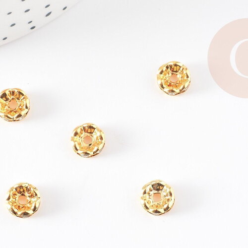 Rondelles laiton doré zircon grade b 8mm, perle intercalaire, x20 (g5602)