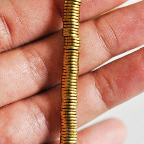 Perle rondelle hématite heshi, perle rondelle hématite, 6mm, fil de 380 perles x1 (g3681)