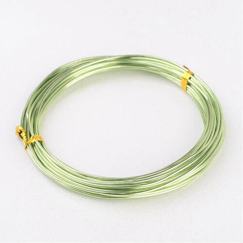 Fil d'aluminium vert clair 1.5mm,fil création bijoux,fil fin, fil métallique,création bijoux,fil de métal, bobine de 10 mètres-g6829
