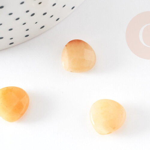 Perle goutte jadeite naturelle jaune facetté 13mm,x5 (g3862)