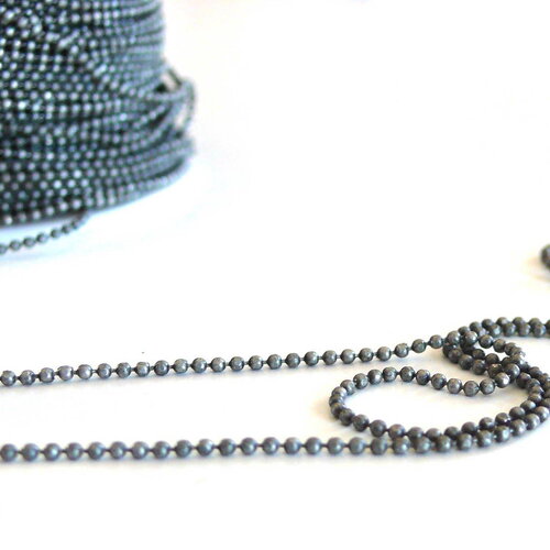 Chaine boule argent vieilli, chaine bijou, chaine boule,sans nickel, grossiste chaine,1.5mm, x1 ou x5 mètres g1772
