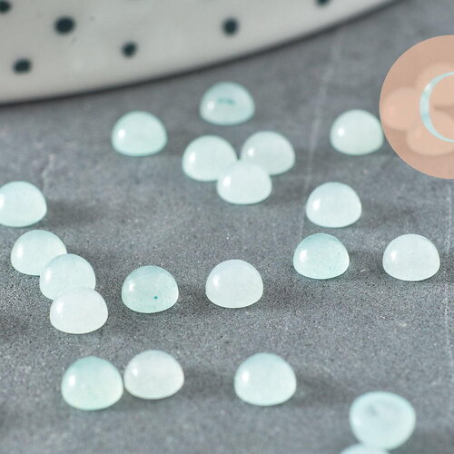 Cabochon rond jade naturel vert clair 4mm, cabochon pierre naturelle, x1 (g9949)