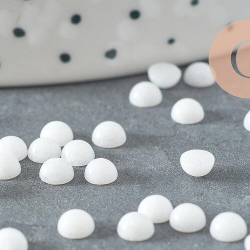 Cabochon rond jade naturel blanc 4mm, cabochon pierre naturelle, x1 (g10009)