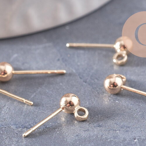 Clous-puces boule boucles oreille laiton doré 18k, x10 (g2914)