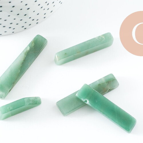 Pendentif long aventurine 15-70mm, création bijoux pierre naturelle x2 g2354