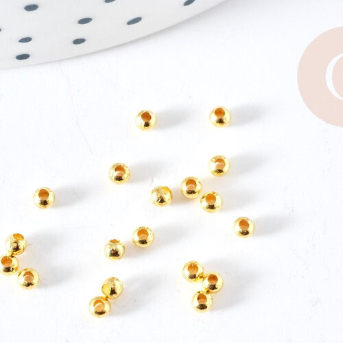 Perles intercalaires rondes laiton doré 2.4mm, perles dorée pour création de bijoux, x 1gr (g9841)