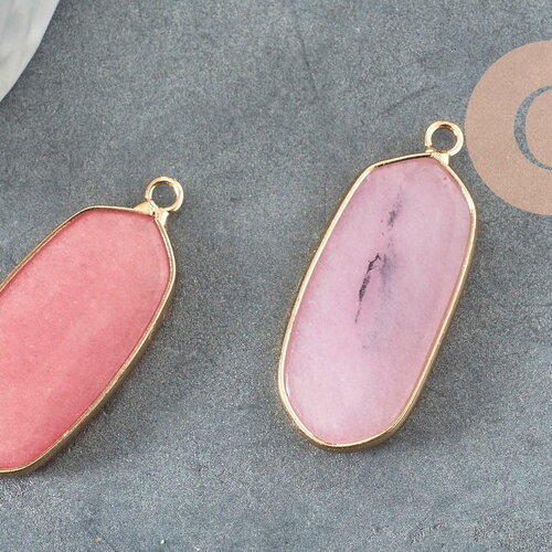 Pendentif hexagone jade naturel rose 37mm,pendentif pour bijoux, pendentif pierre,pendentif collier,pendentif jade naturel, x1 g2392