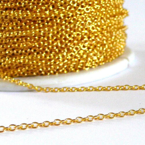 Chaine fine dorée forçat, fourniture créative,chaine bijou, création bijoux,grossiste chaine, chaine dorée,1.5 mm, x 5m (g0788)