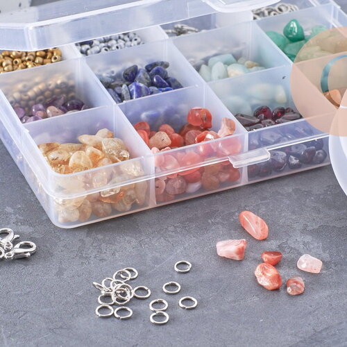 Kit mix de perles 8 couleurs pierre naturelles lithothérapie avec apprêts, x1 (g10172)