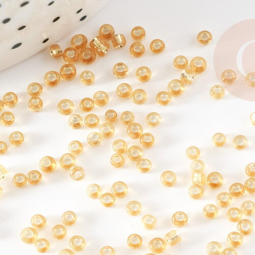 Petite perles de rocaille dorée,perles rocaille,perle verre, rocaille dorée,perlage, doré transparent, perlage,2.5mm, x 10gr (g1022)