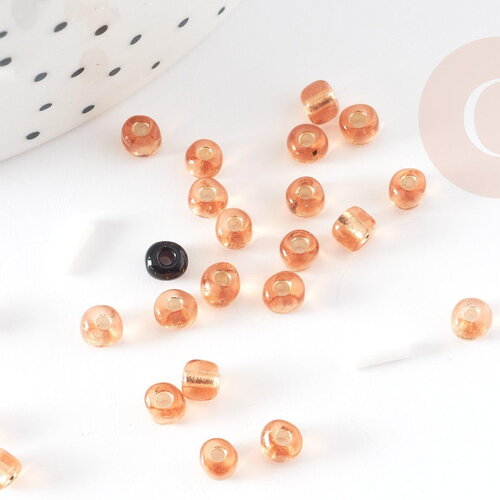 Grosses perles rocaille dorée transparent 4mm, x 10gr (g1401)