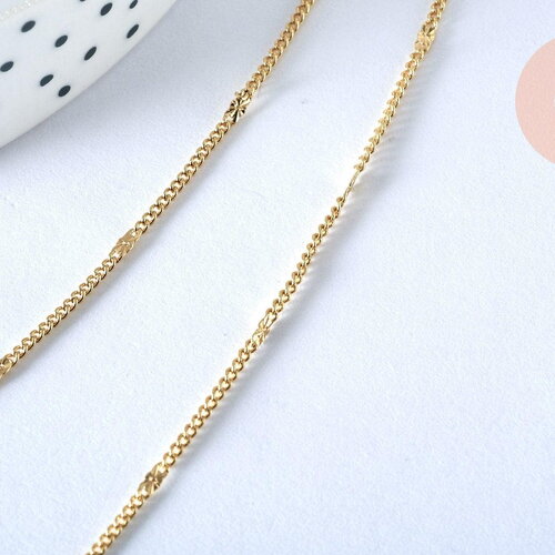 Chaine fine laiton doré fantaisie 14k 1.5 mm- 45cm, chaine collier, chaine complète avec fermoir x1 (g0575)