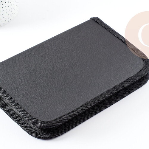 Pochette rangement outils noir rectangulaire imitation cuir 22cm, x1 (g0871)