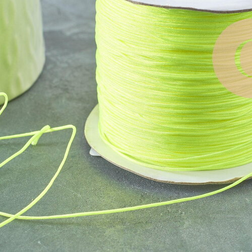 Cordon fil de jade jaune fluorescent polyester 0.6mm, cordon pour création de bijoux x1 mètre g9518