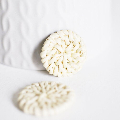 Pendentif osier tressé naturel, fournitures créatives, perle bois,perle osier, perles géométriques,19-25mm, x2 g2439