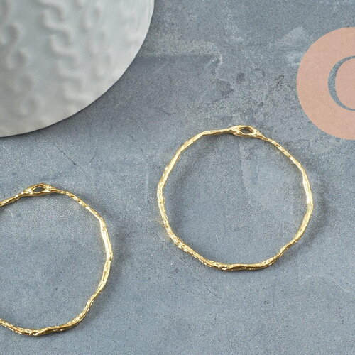 Pendentif rond laiton brut 35mm, fournitures pour bijoux, breloque laiton brut, x2 (g1905)