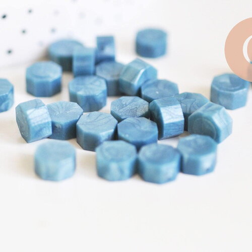 Granulés cire bleu moyen nacré à cacheter, fourniture pour création sceaux personnalisés pour sceaux et invitations de mariage,les 100 g6213