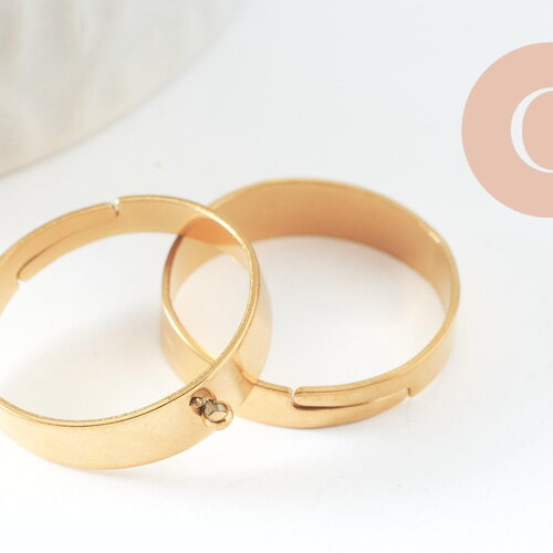 Bague réglable laiton doré avec anneau 3mm/18mm, x1 (g9797)