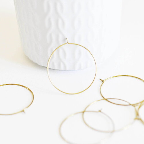 Boucles créoles laiton brut 30mm, x 10/20/50/100 (g1603)
